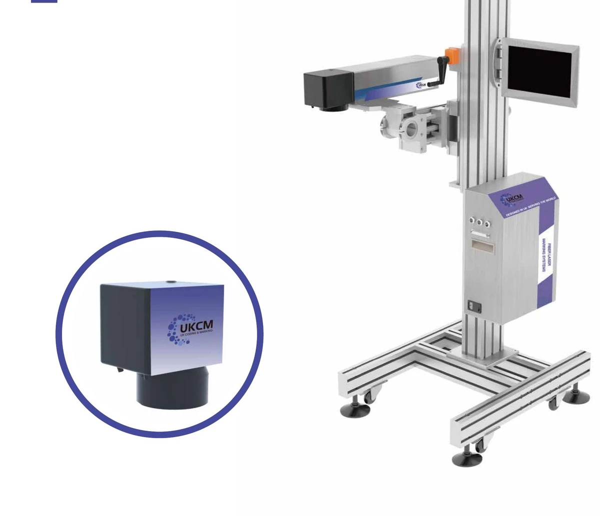 UKCM KF-series fiber laser marking head and console